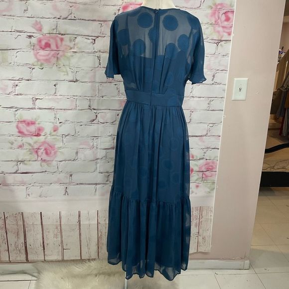 Maggy London nwt blue flutter sleeve midi dress - Picture 8 of 11